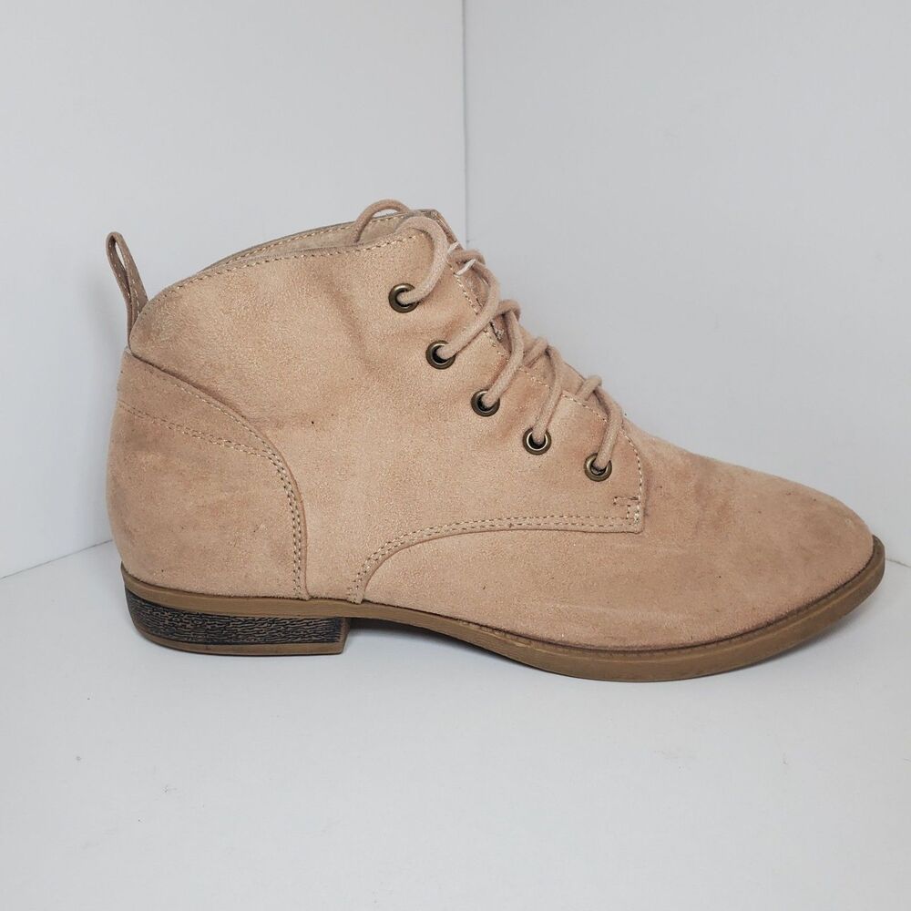 Diba London Sarah Boots Womens 8 M Chukka Ankle Booties Lace Up Baby Pink